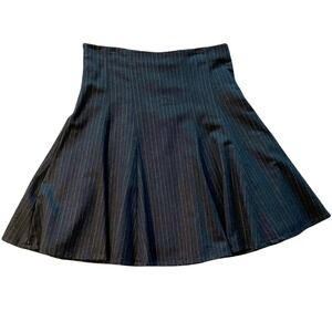 PASHUT Wool A-Line Skirt Herringbone Knee Length Pleated Gray Academia